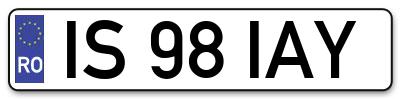 Placuta inmatriculare numar auto  IS-98-IAY, IS 98 IAY, IS98IAY