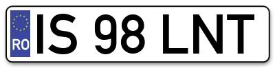 Placuta inmatriculare numar auto  IS-98-LNT, IS 98 LNT, IS98LNT