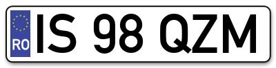 Placuta inmatriculare numar auto  IS-98-QZM, IS 98 QZM, IS98QZM