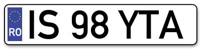 Placuta inmatriculare numar auto  IS-98-YTA, IS 98 YTA, IS98YTA