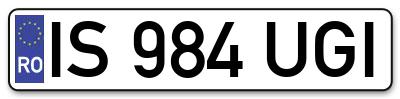 Placuta inmatriculare numar auto  IS-984-UGI, IS 984 UGI, IS984UGI