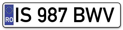 Placuta inmatriculare numar auto  IS-987-BWV, IS 987 BWV, IS987BWV