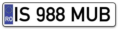 Placuta inmatriculare numar auto  IS-988-MUB, IS 988 MUB, IS988MUB