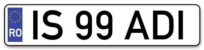 Placuta inmatriculare numar auto  IS-99-ADI, IS 99 ADI, IS99ADI