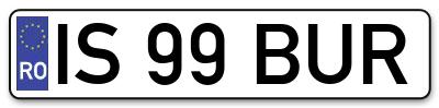Placuta inmatriculare numar auto  IS-99-BUR, IS 99 BUR, IS99BUR
