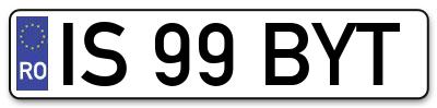 Placuta inmatriculare numar auto  IS-99-BYT, IS 99 BYT, IS99BYT