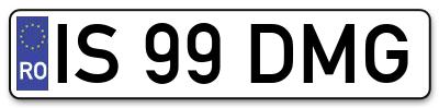 Placuta inmatriculare numar auto  IS-99-DMG, IS 99 DMG, IS99DMG
