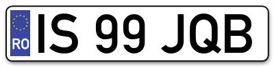 Placuta inmatriculare numar auto  IS-99-JQB, IS 99 JQB, IS99JQB