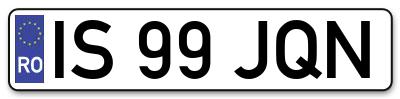 Placuta inmatriculare numar auto  IS-99-JQN, IS 99 JQN, IS99JQN