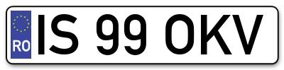 Placuta inmatriculare numar auto  IS-99-OKV, IS 99 OKV, IS99OKV