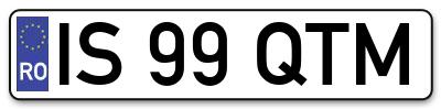 Placuta inmatriculare numar auto  IS-99-QTM, IS 99 QTM, IS99QTM