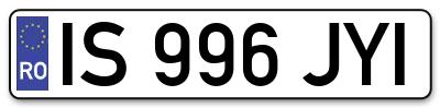 Placuta inmatriculare numar auto  IS-996-JYI, IS 996 JYI, IS996JYI