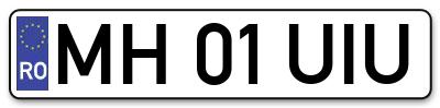 Placuta inmatriculare numar auto  MH-01-UIU, MH 01 UIU, MH01UIU