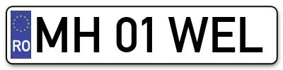 Placuta inmatriculare numar auto  MH-01-WEL, MH 01 WEL, MH01WEL