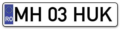 Placuta inmatriculare numar auto  MH-03-HUK, MH 03 HUK, MH03HUK