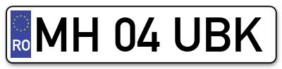 Placuta inmatriculare numar auto  MH-04-UBK, MH 04 UBK, MH04UBK