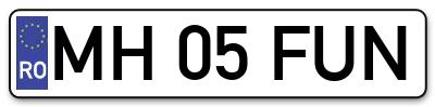 Placuta inmatriculare numar auto  MH-05-FUN, MH 05 FUN, MH05FUN