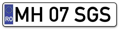 Placuta inmatriculare numar auto  MH-07-SGS, MH 07 SGS, MH07SGS