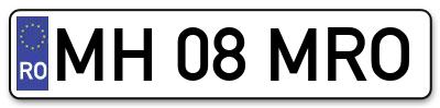 Placuta inmatriculare numar auto  MH-08-MRO, MH 08 MRO, MH08MRO