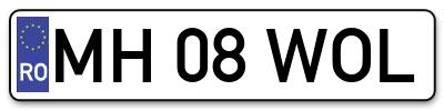Placuta inmatriculare numar auto  MH-08-WOL, MH 08 WOL, MH08WOL