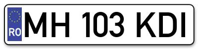 Placuta inmatriculare numar auto  MH-103-KDI, MH 103 KDI, MH103KDI