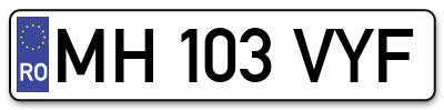 Placuta inmatriculare numar auto  MH-103-VYF, MH 103 VYF, MH103VYF