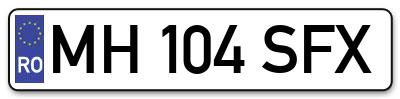Placuta inmatriculare numar auto  MH-104-SFX, MH 104 SFX, MH104SFX