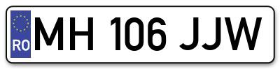 Placuta inmatriculare numar auto  MH-106-JJW, MH 106 JJW, MH106JJW