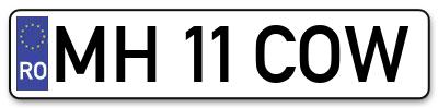 Placuta inmatriculare numar auto  MH-11-COW, MH 11 COW, MH11COW