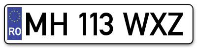 Placuta inmatriculare numar auto  MH-113-WXZ, MH 113 WXZ, MH113WXZ