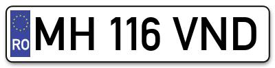 Placuta inmatriculare numar auto  MH-116-VND, MH 116 VND, MH116VND