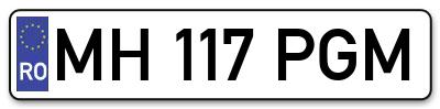 Placuta inmatriculare numar auto  MH-117-PGM, MH 117 PGM, MH117PGM