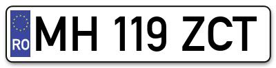 Placuta inmatriculare numar auto  MH-119-ZCT, MH 119 ZCT, MH119ZCT