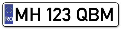Placuta inmatriculare numar auto  MH-123-QBM, MH 123 QBM, MH123QBM