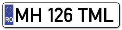 Placuta inmatriculare numar auto  MH-126-TML, MH 126 TML, MH126TML