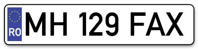 Placuta inmatriculare numar auto  MH-129-FAX, MH 129 FAX, MH129FAX
