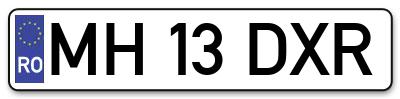 Placuta inmatriculare numar auto  MH-13-DXR, MH 13 DXR, MH13DXR