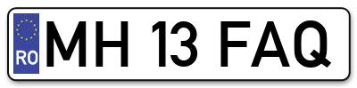 Placuta inmatriculare numar auto  MH-13-FAQ, MH 13 FAQ, MH13FAQ