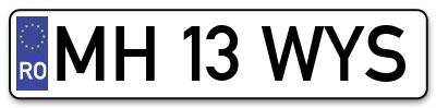 Placuta inmatriculare numar auto  MH-13-WYS, MH 13 WYS, MH13WYS