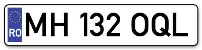 Placuta inmatriculare numar auto  MH-132-OQL, MH 132 OQL, MH132OQL