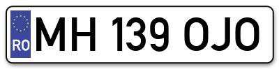 Placuta inmatriculare numar auto  MH-139-OJO, MH 139 OJO, MH139OJO