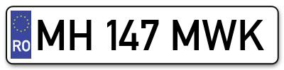 Placuta inmatriculare numar auto  MH-147-MWK, MH 147 MWK, MH147MWK