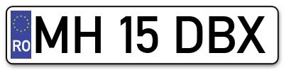 Placuta inmatriculare numar auto  MH-15-DBX, MH 15 DBX, MH15DBX