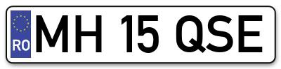 Placuta inmatriculare numar auto  MH-15-QSE, MH 15 QSE, MH15QSE