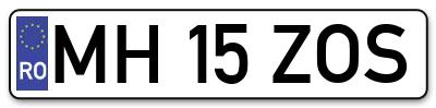 Placuta inmatriculare numar auto  MH-15-ZOS, MH 15 ZOS, MH15ZOS