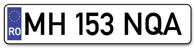 Placuta inmatriculare numar auto  MH-153-NQA, MH 153 NQA, MH153NQA