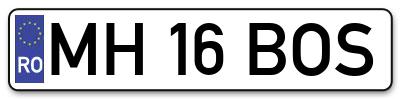 Placuta inmatriculare numar auto  MH-16-BOS, MH 16 BOS, MH16BOS
