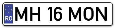 Placuta inmatriculare numar auto  MH-16-MON, MH 16 MON, MH16MON