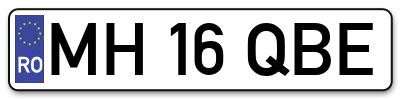 Placuta inmatriculare numar auto  MH-16-QBE, MH 16 QBE, MH16QBE