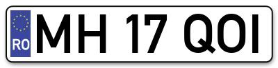 Placuta inmatriculare numar auto  MH-17-QOI, MH 17 QOI, MH17QOI